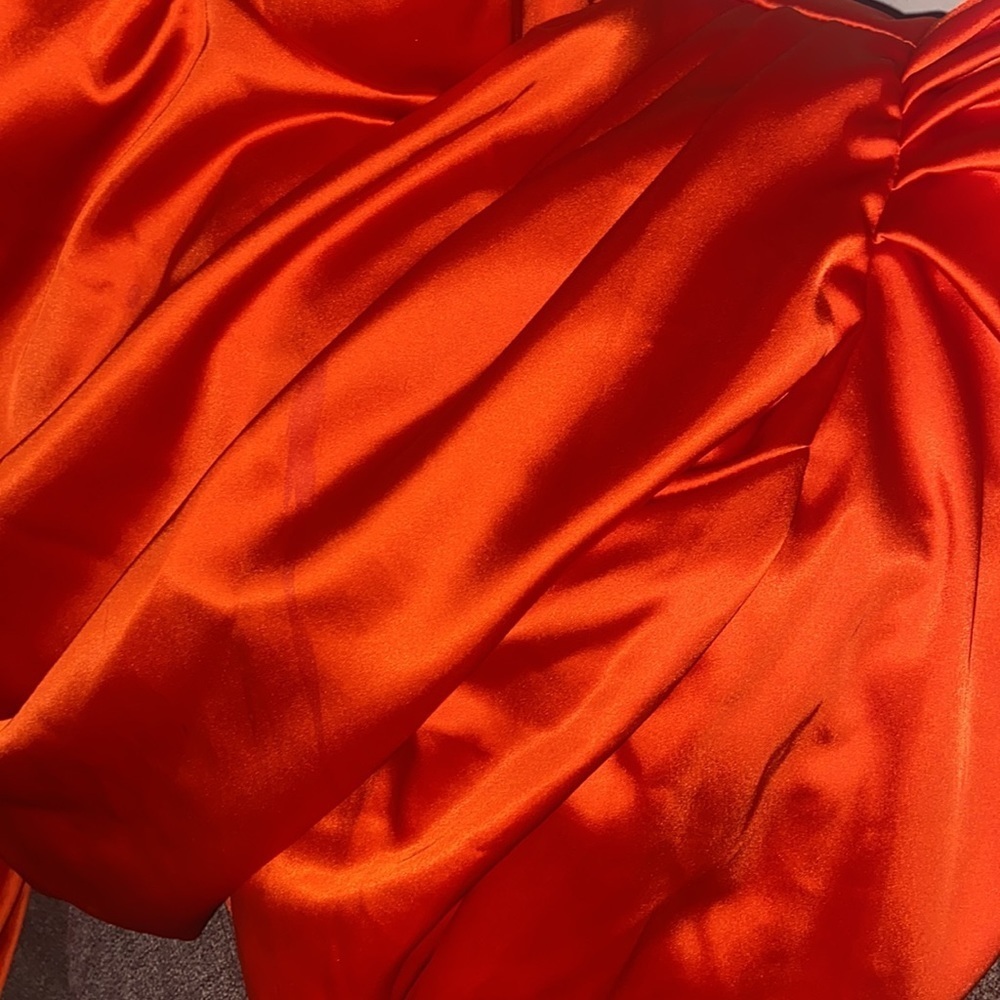 KARISHMA ORANGE LUXE SATIN BLOUSE - Picture 7 of 8